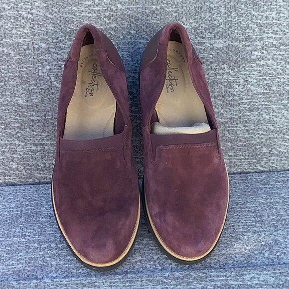 Clarks Women's Shoes 8,5 Puprle Plum Platform Wedge Fall "Sharon Dolly" - Picture 2 of 11